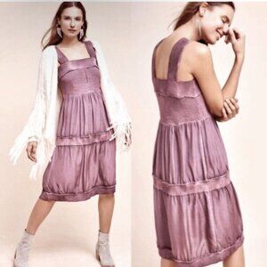 Anthropologie E by Eloise Silk Babydoll Slip Dress‎ Sweater Trim Size Large